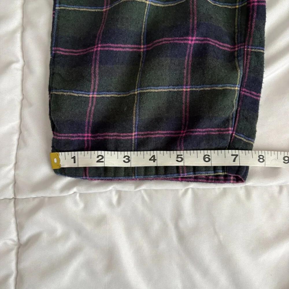 Lauren Ralph Lauren  Green Plaid Flannel Pajamas 2-Piece Set Preppy Cabincore M